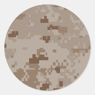 Digital Desert Camouflage Runder Aufkleber
