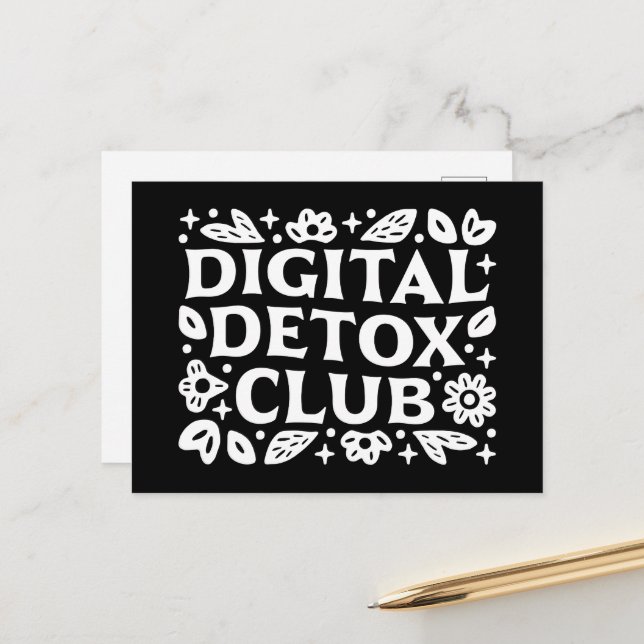 Digital detox club support group postkarte (Vorderseite/Rückseite Beispiel)