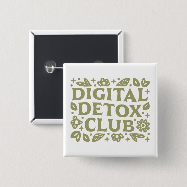 Digital Detox Club Wellness Mädchen Ästhetik Button (Vorne & Hinten)