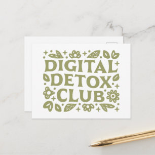 Digital Detox Club Wellness Mädchen grüne Ästhetik Postkarte