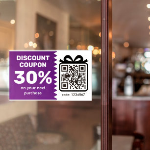 Digital Discount Coupon With QR Code And Logo Aufkleber