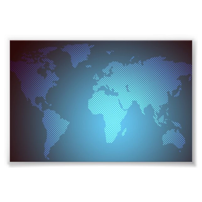 Digital Dot World Map Gradient Art Fotodruck (Vorne)