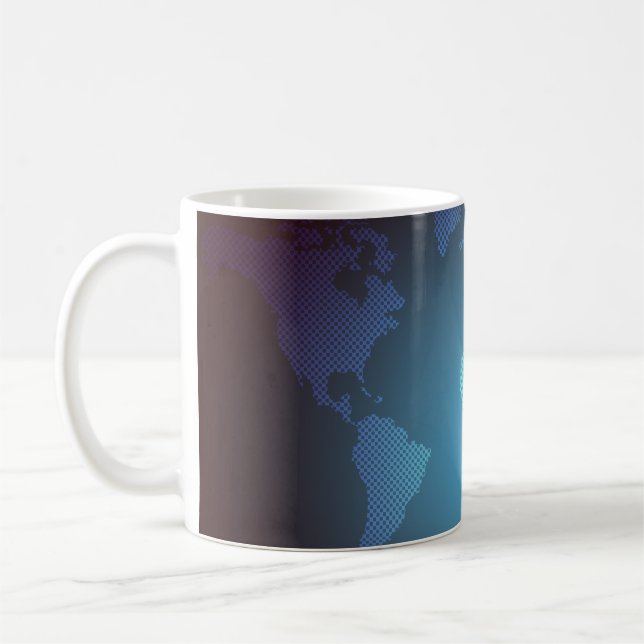 Digital Dot World Map Gradient Art Kaffeetasse (Links)