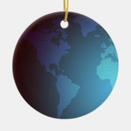 Digital Dot World Map Gradient Art Keramik Ornament