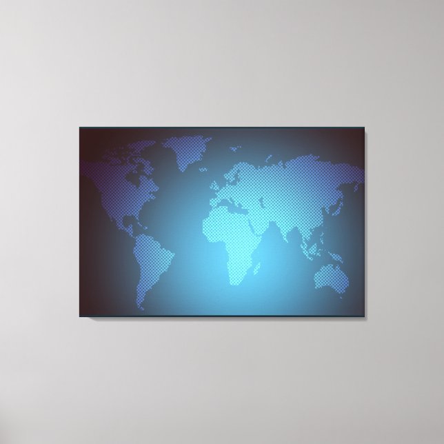 Digital Dot World Map Gradient Art Leinwanddruck (Vorderseite)