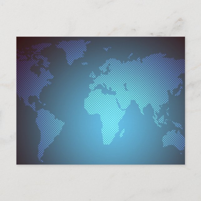 Digital Dot World Map Gradient Art Postkarte (Vorderseite)