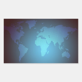 Digital Dot World Map Gradient Art Rechteckiger Aufkleber