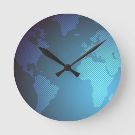 Digital Dot World Map Gradient Art Runde Wanduhr