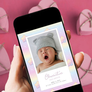Digital Download Baby Rainbow Custom Foto Birth Einladung