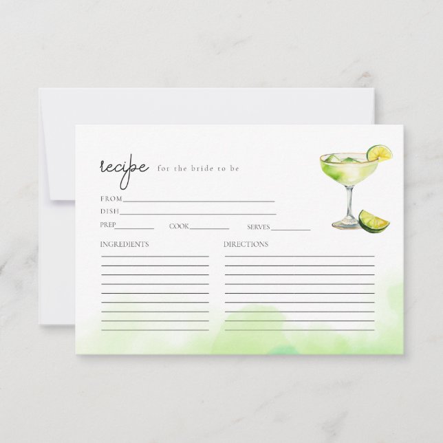 Digital Download Watercolor Margarita Recipe Card Einladung (Vorderseite)