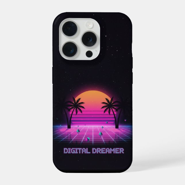 Digital Dreamer Neon Grid iPhone Hülle (Rückseite)