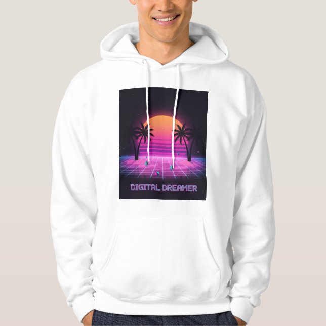 Digital Dreamer Oversized Synthwave Kapuzenpullove Hoodie (Vorderseite)