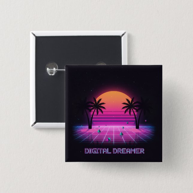Digital Dreamer Retro-Anstecknadel Button (Vorne & Hinten)