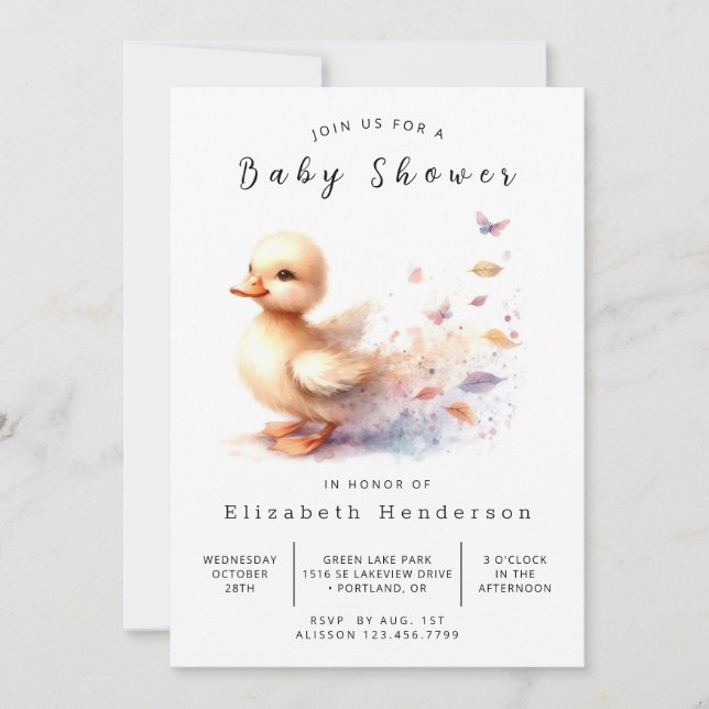Digital Duck Baby Duck Dusche Einladung (Vorderseite)
