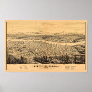 DIGITAL ENTFERNT: Portland ODER Panorama Karte Poster