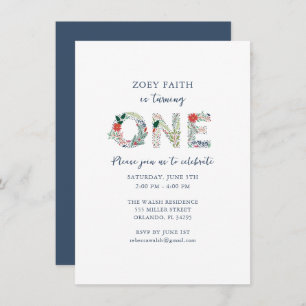 Digital Floral 1. Girls Geburtstagsparty Einladung