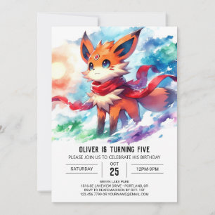 Digital Fox Birthday Einladung