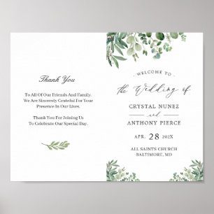 (Digital/Front) Eukalyptus-Blätter Hochzeitsprogra Poster