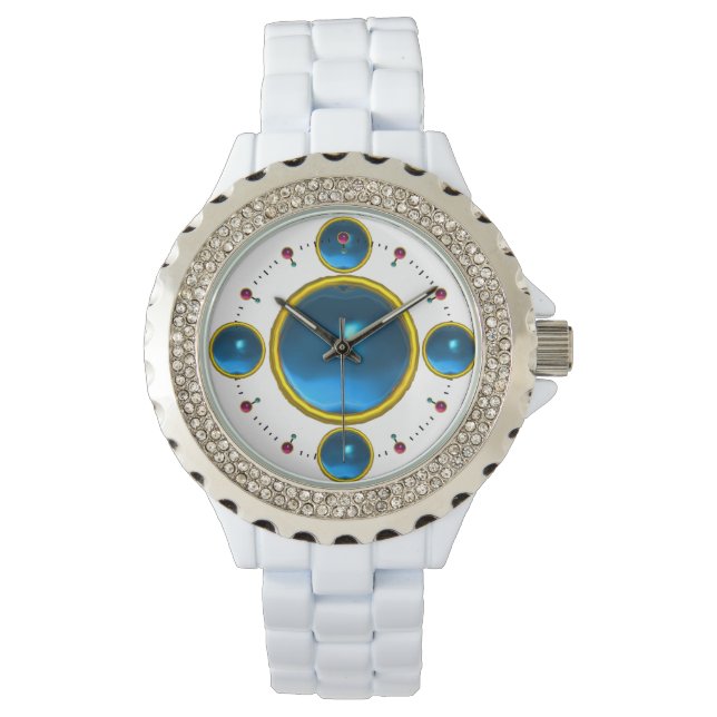 DIGITAL GEM STONE Goldblauer Saphir Armbanduhr (Vorderseite)