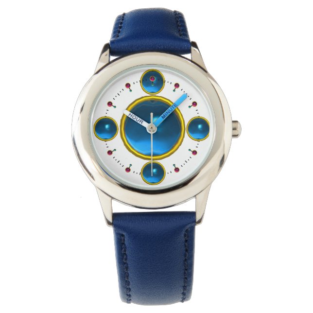 DIGITAL GEM STONE Goldblauer Saphir Armbanduhr (Vorderseite)