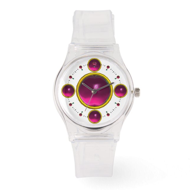 DIGITAL GEM STONE goldrosa Amethist Armbanduhr (Vorderseite)