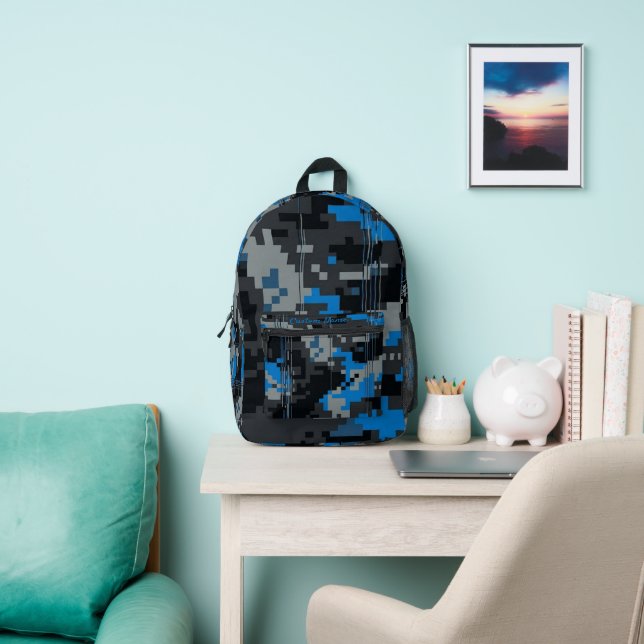 Digital Glitch Camo Rucksack - Benutzername Blau (InSitu)