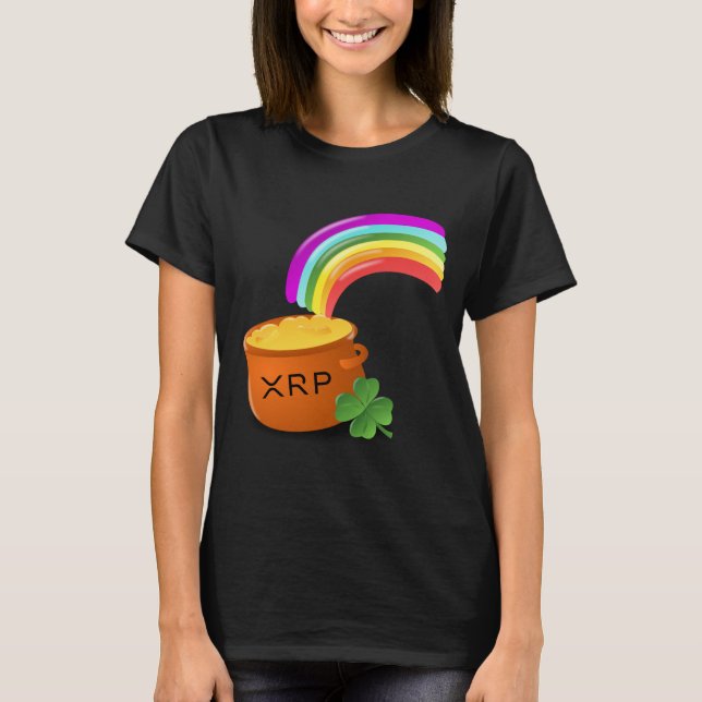 Digital-Gold XRP am Ende der Regenbogen Kräuselung T-Shirt (Vorderseite)