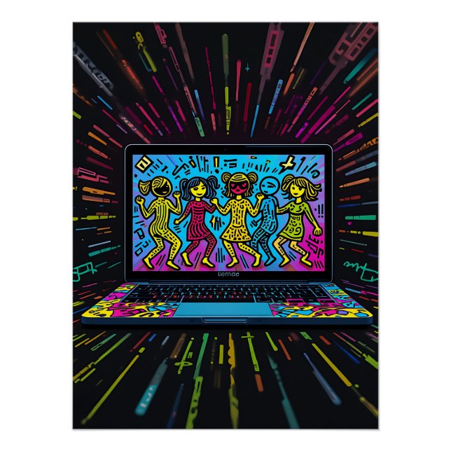 Digital Graffiti: Pop Art Laptop Poster (Vorderseite)