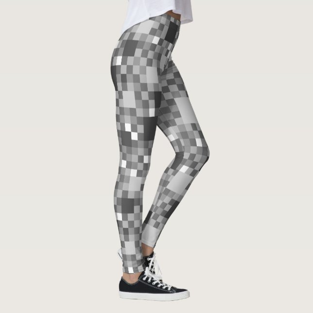 Digital Gray Pixel Little Squares Leggings (Rechts)