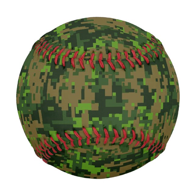 Digital Green Camouflage Accent im Holzlandstil Baseball (Vorderseite)