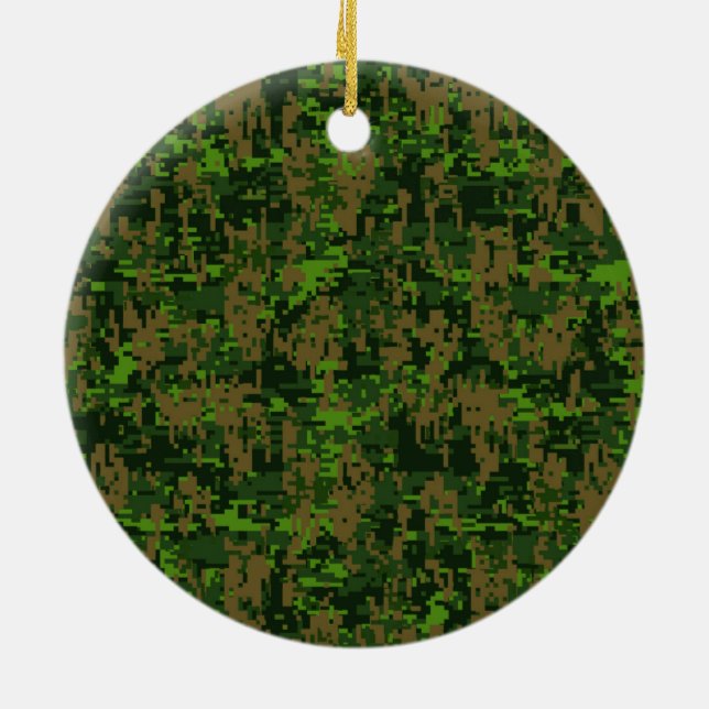 Digital Green Camouflage Accent im Holzlandstil Keramik Ornament (Hinten)