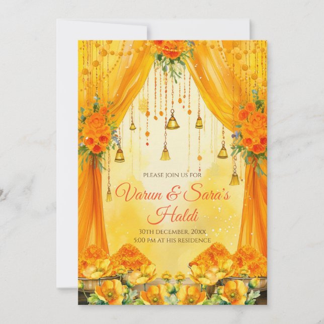 Digital Haldi Einladungen einlädt Haldi ein (Vorderseite)
