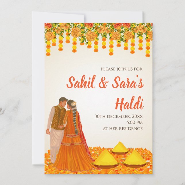Digital Haldi lädt & Wedding Haldi ein Einladung (Vorderseite)