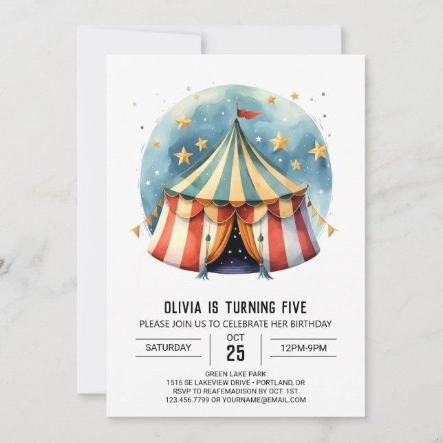 Digital Happy Celebration Circus Geburtstag Einladung (Vorderseite)