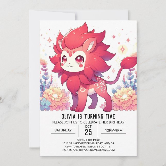 Digital Happy Lion Birthday Einladung (Vorderseite)