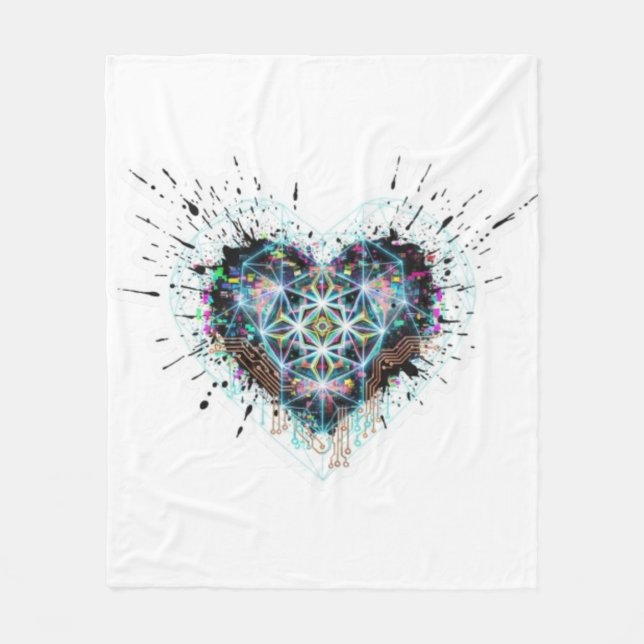 Digital Heart Sacred Geometry Heart Design  Fleecedecke (Vorderseite)