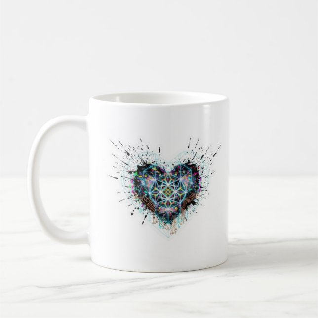 Digital Heart Sacred Geometry Heart Design  Kaffeetasse (Links)