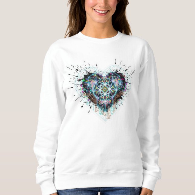 Digital Heart Sacred Geometry Heart Design  Sweatshirt (Vorderseite)