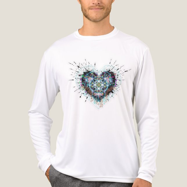 Digital Heart Sacred Geometry Heart Design  Tri-Blend Shirt (Vorderseite)