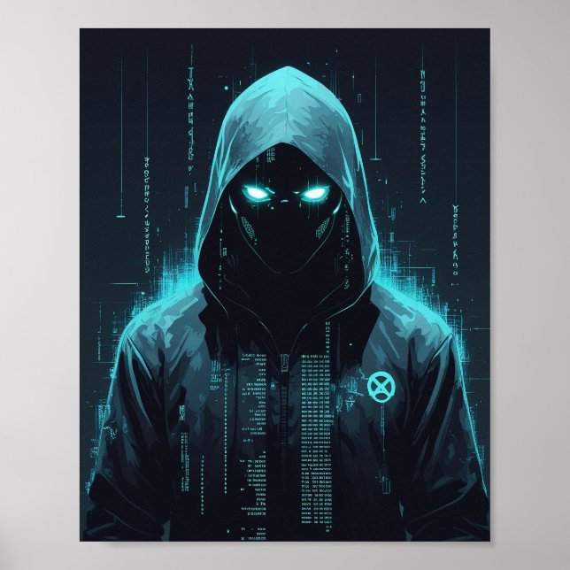 Digital Hooded Hacker Poster (Vorne)