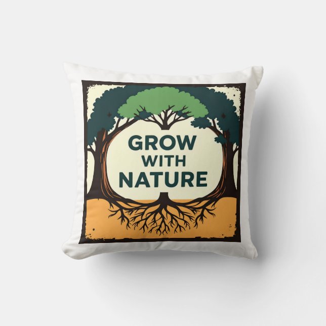 Digital Illustration of Stylized Tree with Roots a Kissen (Vorderseite)