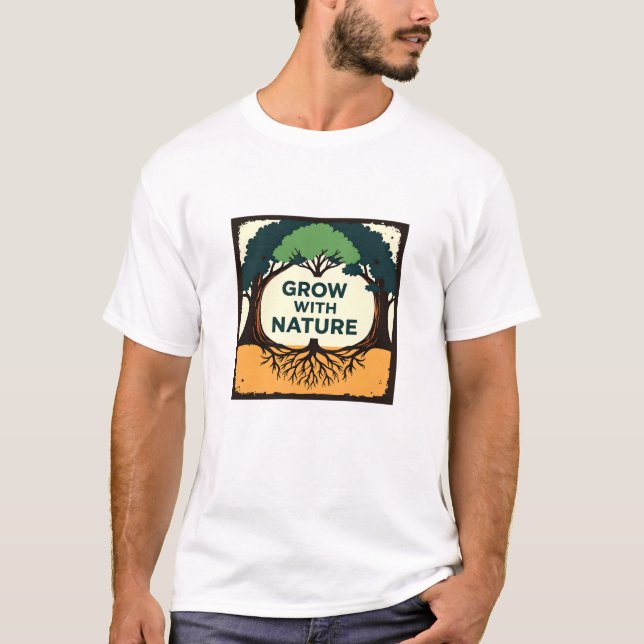 Digital Illustration of Stylized Tree with Roots a T-Shirt (Vorderseite)