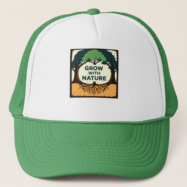 Digital Illustration of Stylized Tree with Roots a Truckerkappe (Vorderseite)