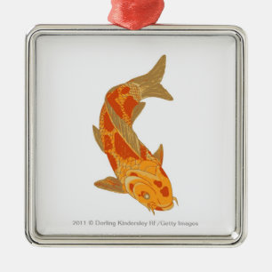 Digital-Illustration von Koi Karpfen Silbernes Ornament