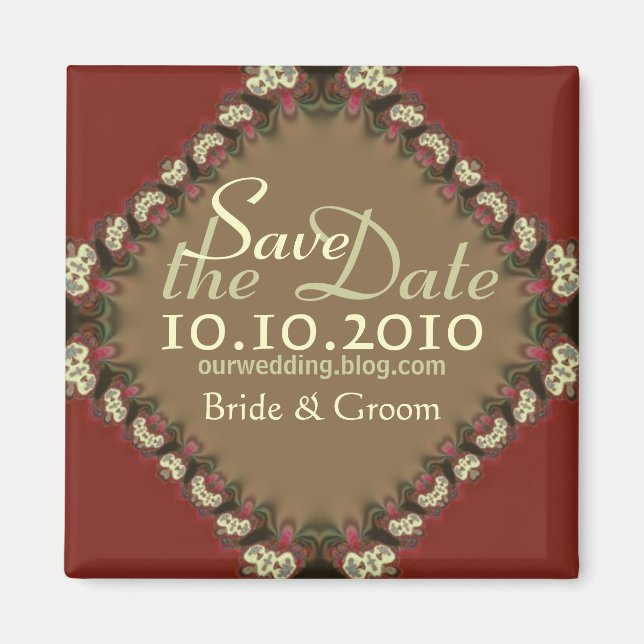 Digital Lace Brocade Speichern Sie das Date Magnet (Vorne)