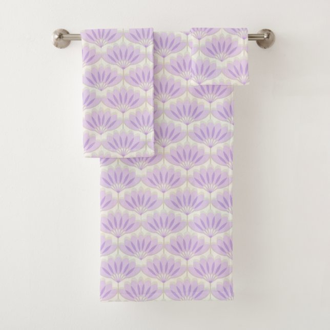 Digital Lavendel Blume Pattern Badetuch Set (Insitu)
