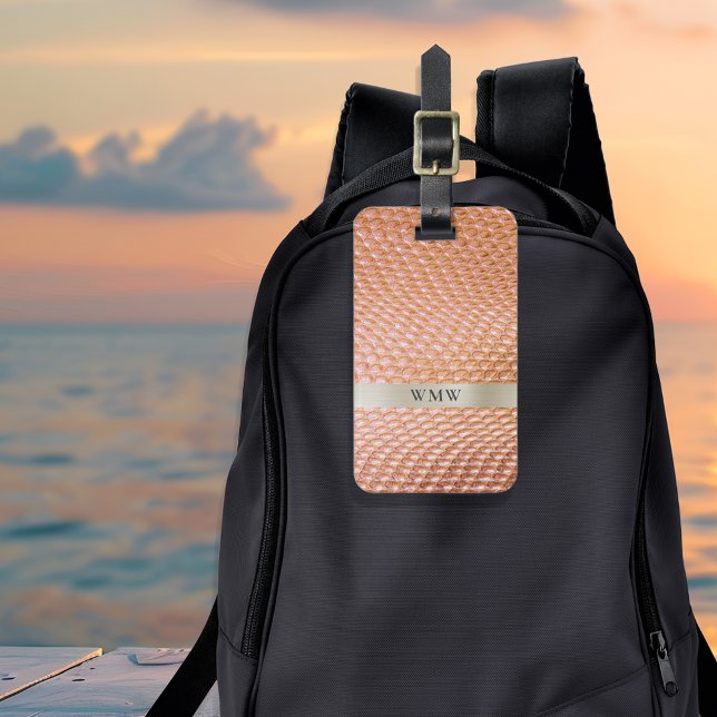 Digital Leather Metal Monogram aus Kupfer Snakeski Gepäckanhänger (Von Creator hochgeladen)