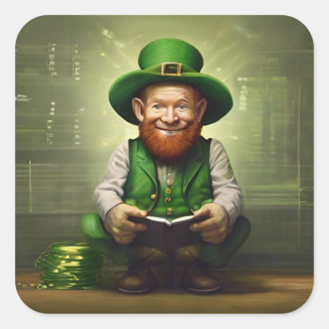 Digital Leprechaun Replechaun Quadratischer Aufkleber (Vorderseite)