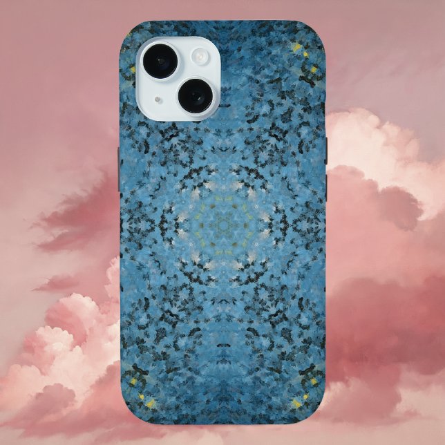 Digital Mandala Blau und Gelb Case-Mate iPhone Hülle (Blue and Yellow Digital Paint Mandala iPhone Case By Wormhole Orbital)