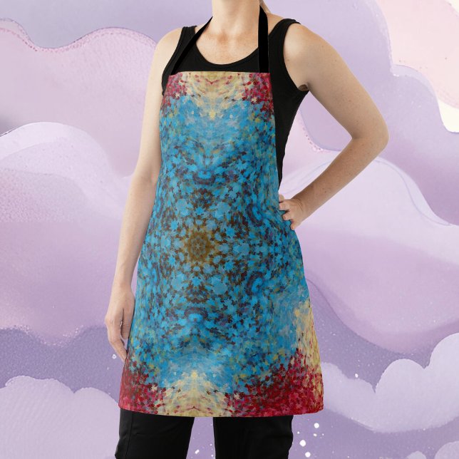 Digital Mandala Blue Red and Yellow Schürze (Von Creator hochgeladen)